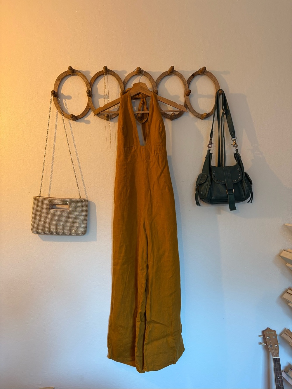 Yellow Linen Aritzia Wilfred Openback Jumpsuit